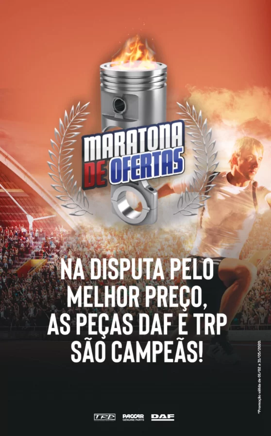 A PACCAR Parts lançou a Campanha Nacional “Maratona de Ofertas” em alusão aos jogos olímpicos. Dessa forma, mais de 120 itens de peças originais DAF