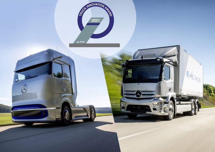 A Mercedes-Benz acaba de faturar o prêmio International Truck of the Year (IToY), que concedeu seu prestigioso Truck Innovation Award 2021 a dois caminhões