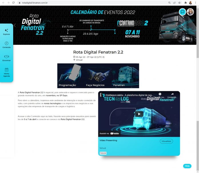 Fenatran estreia nova plataforma da Rota Digital 2.2 para incrementar conexão e promover novos negócios no setor. O sistema traz ferramentas