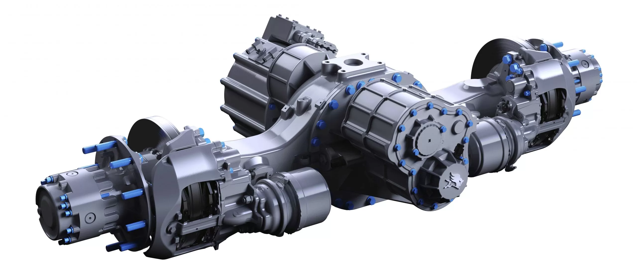 Cummins Inc. exibe o 17Xe ePowertrain da Meritor montado com um sistema de bateria da Cummins durante a feira IAA Transportation
