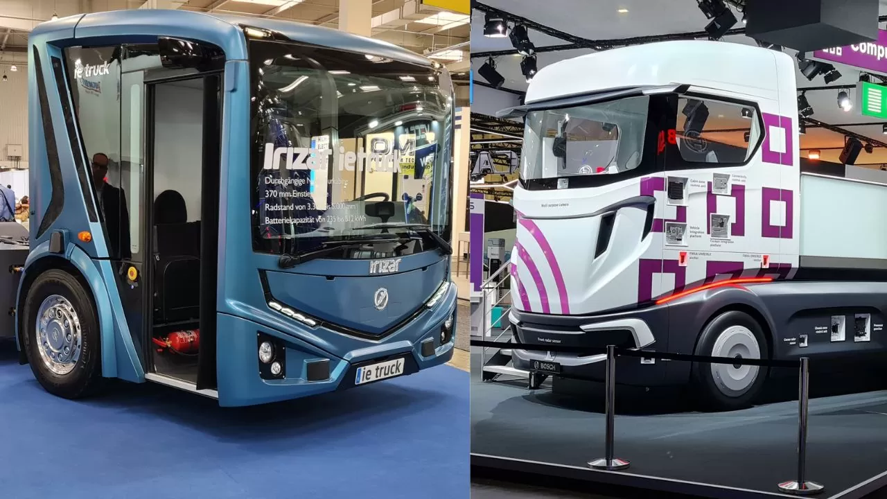 Estandes da Irizar e da Bosch, respectivamente | Fotos: Frota&Cia