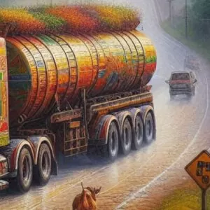 caminhão tanque óleo sobre tela