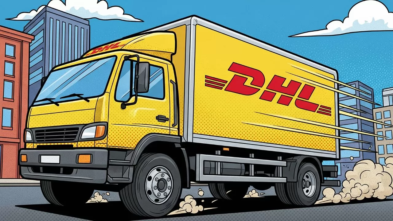 Caminhão da DHL | Imagem meramente ilustrativa gerada por IA | Frota&Cia