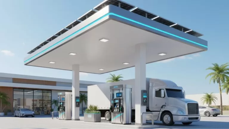 Posto de combustível meramente ilustrativo gerado por IA | Frota&Cia