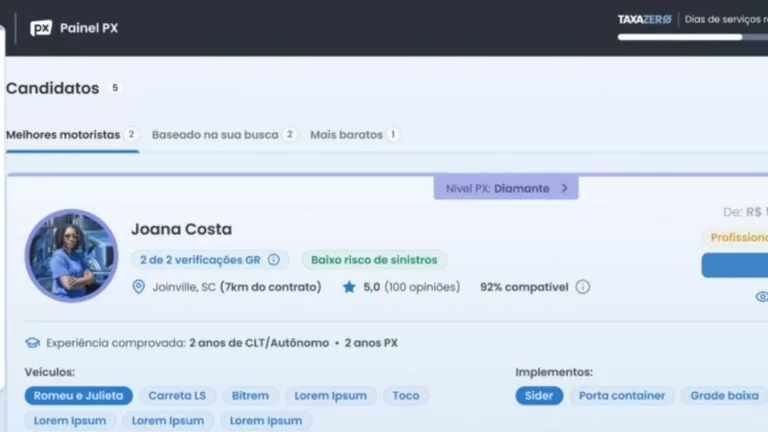 Painel do Motorista PX