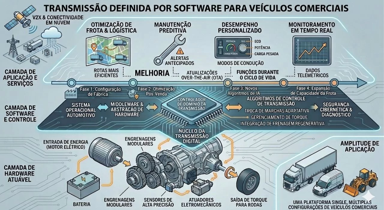 Transmissão definida por software para veículos comerciais Transmissão definida por software para veículos comerciais
